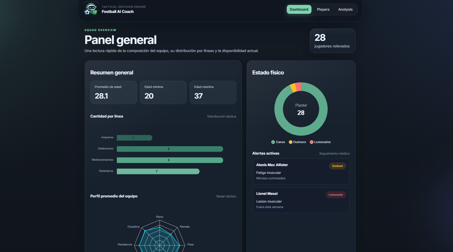 Captura del proyecto Football AI Coach Assistant