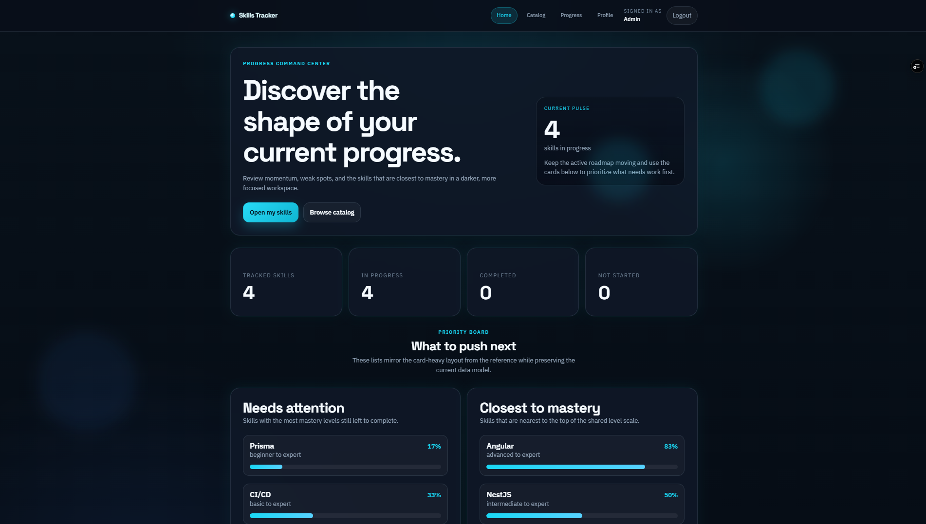 Captura del proyecto Skills Tracker